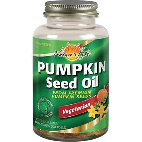 Nature's Life Pumpkin Seed Oil Supplement - Source of Omega 3 6 Essential Fatty Acids and Antioxidants - Cold Pressed from Organic Pumpkin Seeds - Vegan, 60-Day Guarantee, 90 Servings, 90 Softgels
