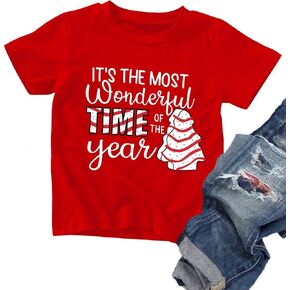 Christmas Shirts Toddler Boys Girls Xmas Buffalo Plaid Trees T-Shirt Christmas Graphic Tees Holiday Tops