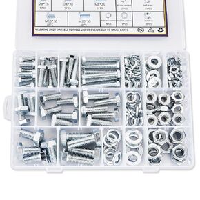 188PCS M6 M8 M10 Hardware Nuts and Bolts Assortment Kit, Heavy Duty Metric Machine Screws Nuts Washers, 9 Most Common Sizes Zinc Alloy Steel Grade 8.8 (M6 M8 M10 Kit)