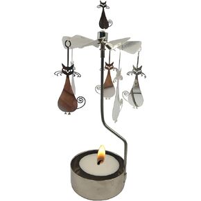 Rotary Candle Holder Spinning Candleholder Metal Small Gift (Cartoon Cat)