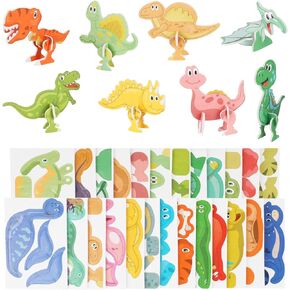 KIMOBER 25Pcs Educational 3D Cartoon Puzzle,3D Dinosaur Puzzle for Kids DIY Cartoon Dinosaur Animal Learning Education Puzzle Jigsaw Toys for Kids
