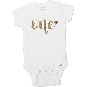 1st Birthday Onesie Girl, First Birthday Outfit Girl, 1 Year Old Girl, Smash Cake Outfit, Sparkle Glitter Gold Bodysuit, Short Sleeve 002 (12-18 Month Short Sleeve) in Kuwait