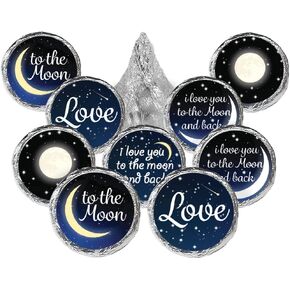 I Love You to The Moon and Back Baby Shower Favor Stickers - 180 Labels