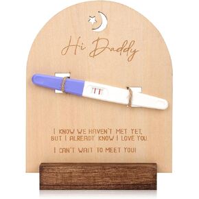 Hi Daddy Pregnancy Announcement Sign for Dad, Wooden Pregnancy Test Keepsake with Base & Rope Pregnancy Reveal to Husband Surprise Dad to Be Gift for Display