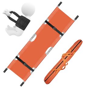 Folding Stretcher and Transfer Nursing Sling for Medical Emergency Rescue, Portable Ambulance Stretcher with Upgraded Aluminum Alloy and Genuine PVC for Patient Transport