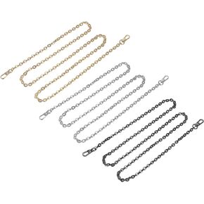 uxcell Purse Chain Strap, 3Pcs 39"x0.24" Iron Flat Chain Strap Handbag Chains Shoulder Cross Body Replacement Strap(Silver+Gold+Dark Grey)