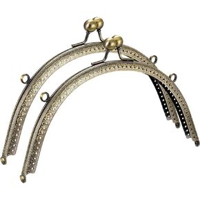 uxcell Metal Purse Frames - 8.07" 2Pcs Kiss Lock Clasp Frame Arch Embossed Clutch Frame Handles for Coin Purse Sewing Bag Making DIY Craft, Bronze