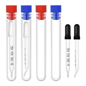 4pcs 1ml Liquid Droppers, Pipettes Dropper Glass Dropper with Measurement Bent & Straight Tip Calibration Eye Dropper for Feeding Essential Oil Ears Laboratory