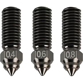 3D Printer Nozzle 0.4/0.6/0.8MM, 3PCS Clone Hardened Nozzles Compatible with Volcano E3D V6 3D Printer Accessories High Thermal Conductivity High Flow Extruder Hex Nozzles Part
