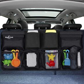 Big Ant Back Seat Trunk Organizer,Space Saving Car Trunk Storage Organizer with Lid Keep your Trunk Clean and Tidy 8 Large Pockets Car Organizer for Kids,Travel (34 x 18 inch)