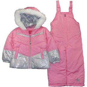 LONDON FOG Baby Girls' Snowsuit with Snowbib and Puffer Jacket