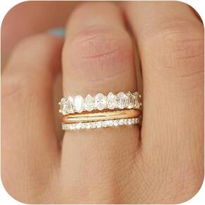 Gold Rings for Women Non Tarnish Dainty Stackable Cubic Zirconia Rings Gold Plated Engagement Rings Non Tarnish Statement Wedding Bands Jewelry Gifts