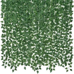 CQURE 36 Pack 252Ft Artificial Ivy Garland, Fake Vines UV Resistant Greenery Leaves Fake Plants Hanging Aesthetic Vines for Home Bedroom Party Garden Wall Room Decor(Green)