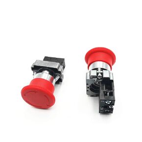 22mm Red Mushroom Emergency Stop Push Button Switch 600V 10A ZB2-BE102C 2PCS