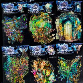 60 قطعة من ملصقات جناح فراشة اليعسوب الليزري العتيقة، ملصق ثلاثي الأبعاد شفاف وملصقات لطيفة، ملصقات قصاصات جمالية لمجلة DIY غير المرغوب فيها، مستلزمات القصاصات اليدوية المزخرفة in Kuwait