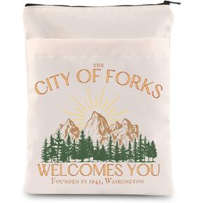 JNIAP City Of Forks Twilight Gifts Twilight Sleeve with Zipper Witch Bag Lovers Bag Twilight merch (City Of Forks bs)