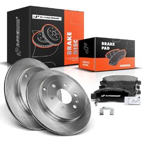 A-Premium 12.80 inch (325mm) Front Drilled and Slotted Disc Brake Rotors + Ceramic Pads Kit Compatible with Select Buick, Chevy, GMC and Saturn Models - Enclave, Traverse, Outlook, Acadia (Limited)