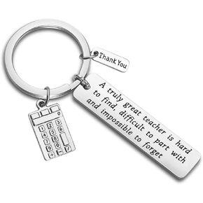 Math Teacher Thank You Keychain A Truly Great Teacher is Hard to Find Retirement Gift for Teacher (Calculator)