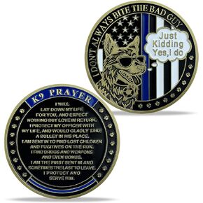 BHealthLife K9 Prayer Police Challenge Coin Thin Blue Line Law Enforcement Working Dogs Thank You Coins Gift