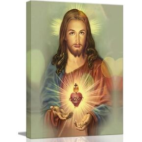 Framed Jesus Mercy wall art Canvas Decor Divine Catholic Christianity Sacred Heart for Faith living room bedroom dining room for Pictures Posters Prints Paintings Artwork 16x24(40x60cm) inch