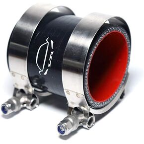 LTI Universal 57mm 4-Ply Reinforced High Performance 2.25" ID Straight Silicone Hose Coupler + T Bolt Clamp 304 Stainless Steel (2.25" BLACK)