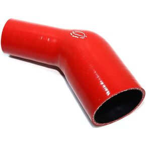 LTI Universal 57mm to 76mm 4-Ply Reinforced High Performance 2.25"-3" ID 45 Degree Elbow Reducer Coupler Silicone Hose (2.25"-3" RED)