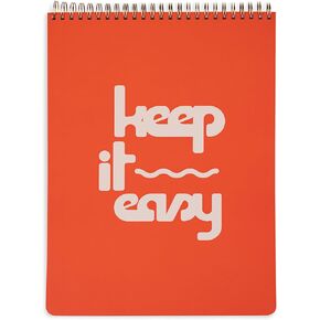 ban.do Quote Rough Draft Large Top Spiral Notebook, 8.5" x 11.75" with Pocket and 160 College Ruled Page, Keep It Easy
