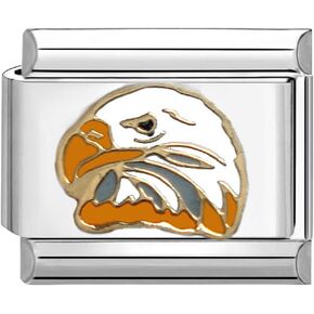UNY JEWEL Majestic Eagle Italian Charm 9mm Stainless Steel Link - Enamel Raptor Design Bracelet Accessory