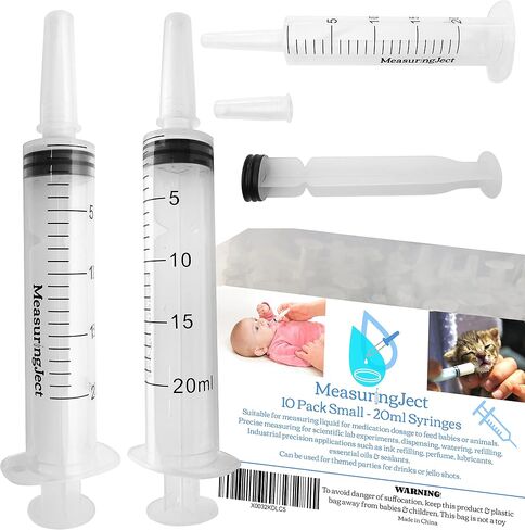 10 Pack Plastic Syringes for Measuring Scientific Measurement Syringe Multiple Uses Labs Watering Feeding Small (20ml) by MeasuringJect in Saudi Arabia
