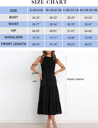 فستان ZESICA نسائي صيفي 2023 كاجوال بدون أكمام وفتحة رقبة دائرية وخصر عالٍ ومتدفق ومتدرج على شكل حرف A متوسط ​​الطول in Kuwait