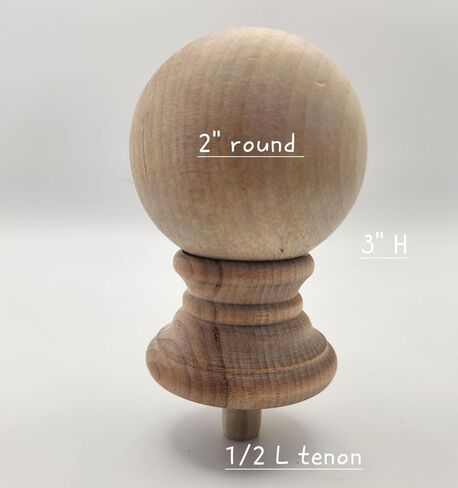 2" Wood Ball Finial Post Top Decorative Finial Wood Cap Ball Decorative Bedpost Railing with 3/8" D x 1/2 L tenon in Saudi Arabia