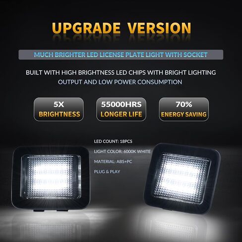 أضواء لوحة ترخيص LED لـ 2015-2023 Ford F150 2017-2022 مجموعة مصابيح علامة رابتور مع مقبس، 6000K أبيض 2 قطعة in Kuwait