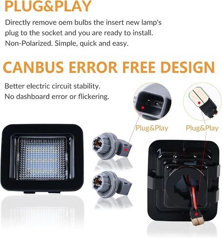 أضواء لوحة ترخيص LED لـ 2015-2023 Ford F150 2017-2022 مجموعة مصابيح علامة رابتور مع مقبس، 6000K أبيض 2 قطعة in Kuwait