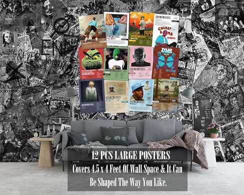 ملصق JZHLLOY Tyler The Creator، ملصقات غلاف الألبوم إصدار محدود، ديكور جداري جمالي للموسيقى للمنزل والمكتب، هدايا لمحبي الموسيقى (ملصق كبير مقاس 12 × 16، مجموعة من 12) in Kuwait