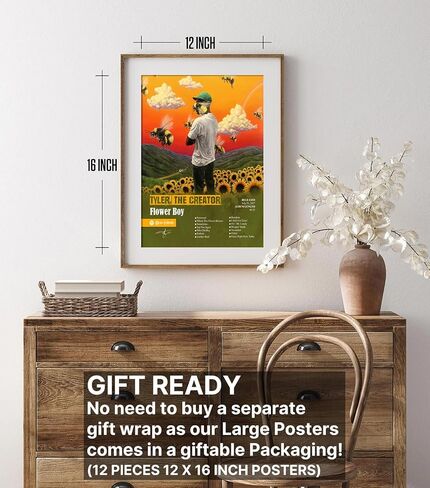 ملصق JZHLLOY Tyler The Creator، ملصقات غلاف الألبوم إصدار محدود، ديكور جداري جمالي للموسيقى للمنزل والمكتب، هدايا لمحبي الموسيقى (ملصق كبير مقاس 12 × 16، مجموعة من 12) in Kuwait