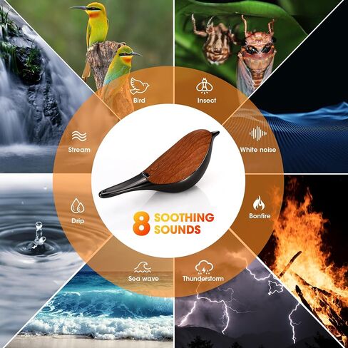 Sound Machine, B20 Portable Bluetooth White Noise Speaker, 8 Non-Looping Natural Soothing Sounds, Offline Voice Assistant, Sleep Timing Function, Gift for Baby, Kids, Adult(Wood Bird) in Saudi Arabia