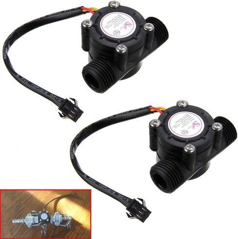 2Pcs Water Flow Sensor 1-30L/min 1/2" Control Fluid Flowmeter Switch G1/2 Counter 1-30L/min Meter for Arduino Flowmeter Measure Temperature Instrument in Kuwait