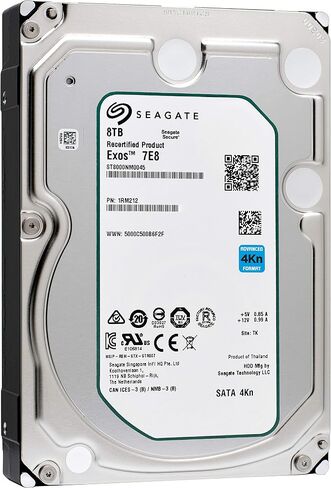 Seagate Exos 7E8 Enterprise Capacity 3.5 HDD 8TB 7200 RPM SATA 6Gb/s 4Kn 256MB Cache 3.5-Inch Enterprise Hard Disk Drive ST8000NM0045 (Renewed) in Saudi Arabia