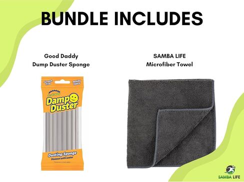 Scrub Daddy Damp Duster Sponge with Ridges Scrub Daddy Cleaner Scratch Free, Reusable Dusting Sponge Bundle with Microfiber Towel for Household Cleaning in Saudi Arabia