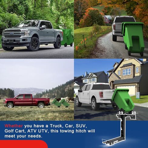 ELITEWILL سلة المهملات ذات العجلات، يمكن نقل سلة المهملات على شكل كرة، حامل سلة القمامة مناسب لشاحنة السيارات والسيارات الدفع الرباعي وعربة الجولف ATV UTV مع كرة وصلة أو وصلة مقطورة 2 بوصة in Kuwait