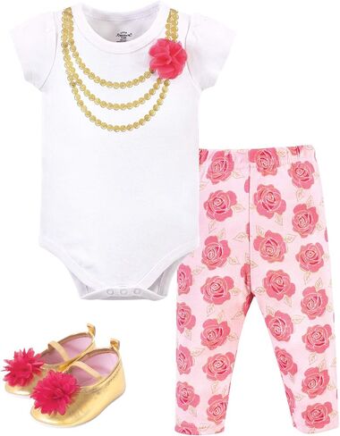 Little Treasure Unisex Baby Cotton Bodysuit, Pant and Shoe Set in Saudi Arabia