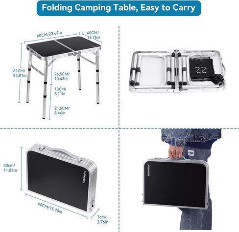 Camping Table with table cloth Portable Small Folding alumiumum Table Adjustable Height with 2 Hooks Easy Holders Sturdy Outdoor Picnic Beach BBQ Cooking in Saudi Arabia