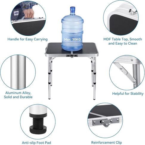 Camping Table with table cloth Portable Small Folding alumiumum Table Adjustable Height with 2 Hooks Easy Holders Sturdy Outdoor Picnic Beach BBQ Cooking in Saudi Arabia