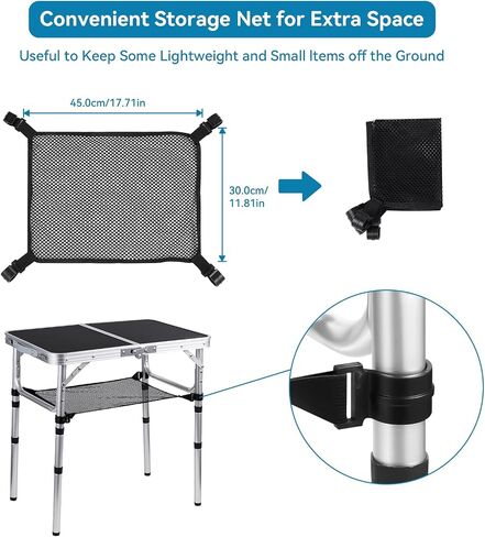 Camping Table with table cloth Portable Small Folding alumiumum Table Adjustable Height with 2 Hooks Easy Holders Sturdy Outdoor Picnic Beach BBQ Cooking in Saudi Arabia