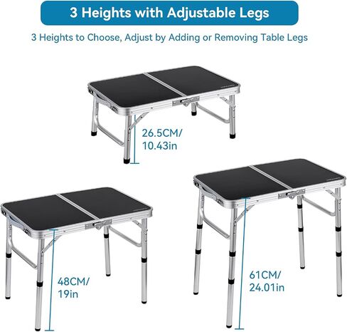 Camping Table with table cloth Portable Small Folding alumiumum Table Adjustable Height with 2 Hooks Easy Holders Sturdy Outdoor Picnic Beach BBQ Cooking in Saudi Arabia