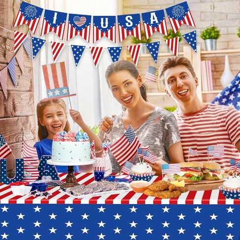 I Love USA Bunting Banner 4th of July Decorations, Pre-Assemble American Flag Fourth of July Banners Decoration, Red White and Blue Patriotic Sign for July 4th Independence Day, Memorial Day Decor in Saudi Arabia