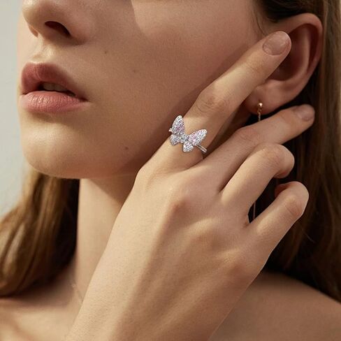 STARCHENIE Butterfly Ring for Women 925 Sterling Silver Exquisite Cute Butterfly Jewelry Rings Size 5-10 in Saudi Arabia