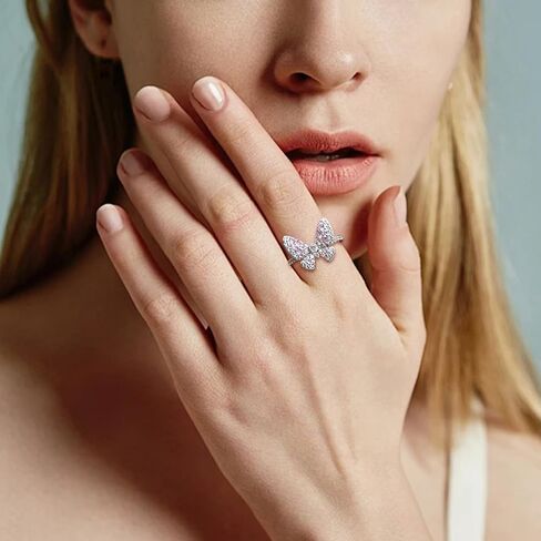 STARCHENIE Butterfly Ring for Women 925 Sterling Silver Exquisite Cute Butterfly Jewelry Rings Size 5-10 in Saudi Arabia