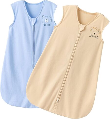 Duomiaomiao Unisex Baby Sleep Sack TOG 0.5, Natural Cotton Baby Sleeping Bag with 2-Way Zipper, Summer Wearable Blanket for Girls Boys in Saudi Arabia