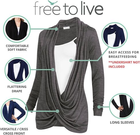 3 Pack Long Sleeve Nursing Tops Breastfeeding Shirts Cardigan Sweaters for Women Lightweight Postpartum Clothes in Kuwait